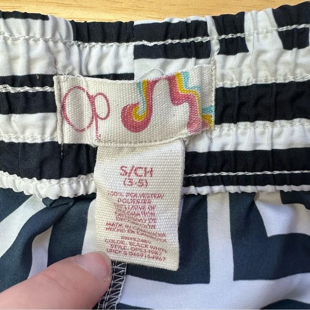 OP Ocean Pacific Vintage Girls Short Black White Hot Pink Size S Small